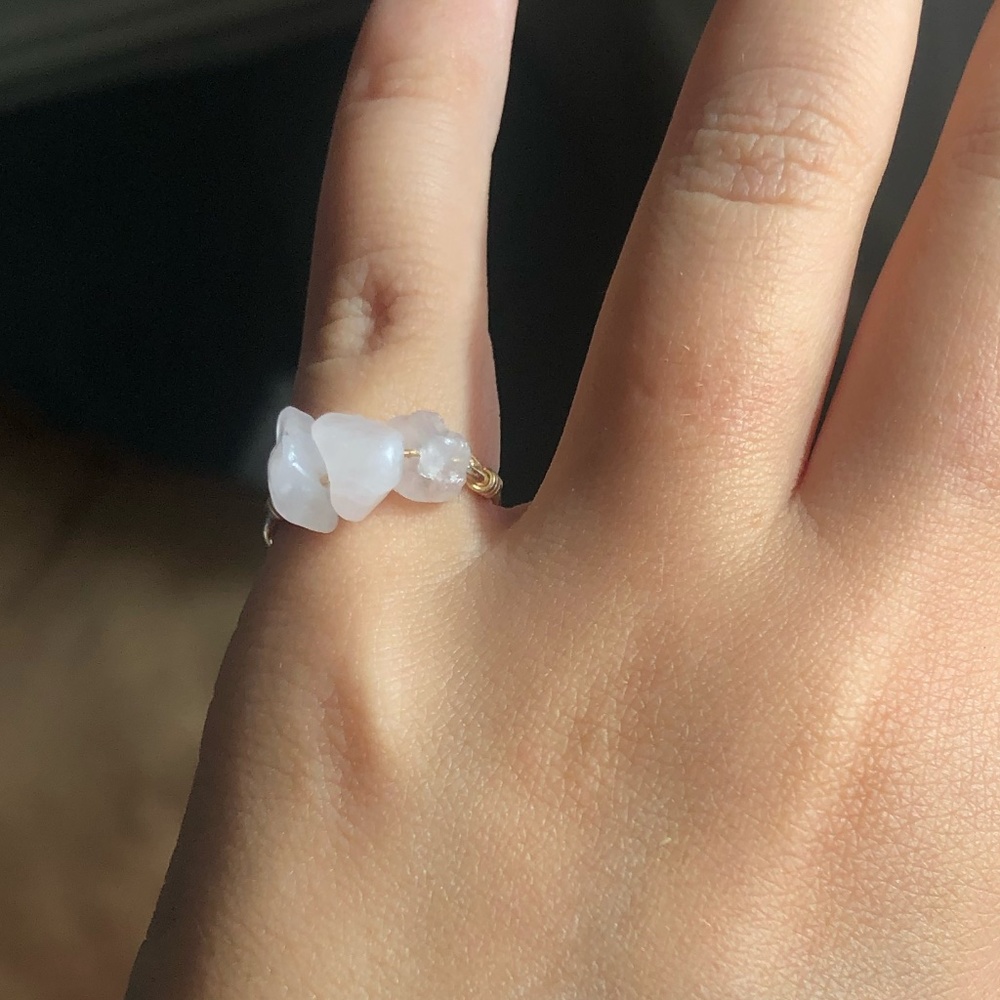 Rose Quartz Cluster Gold Ring